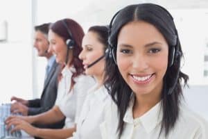 Image of four call center representatives providing answering service in North Carolina