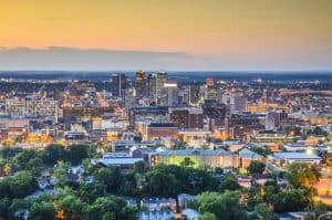 Image of a city skyline in where MAP Communications provides call center services in Alabama