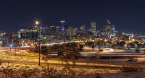 Image of the city of Denver, CO at night