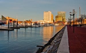 Image of a harbor and waterfront in Maryland