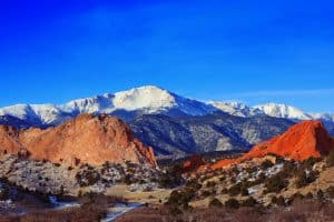 Image of Garden of the Gods and Pikes Peak near Colorado Springs, CO
