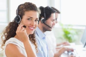 Image of a call center agent providing contractor answering services