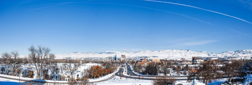 Image of the city of Boise with snowfall in Idaho