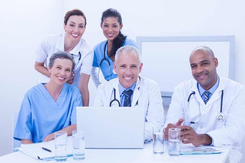 Image of a team of healthcare professionals that use a HIPAA-compliant answering service