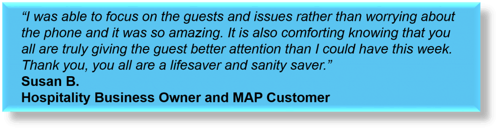 Text of a MAP Communications hospitality answering service review