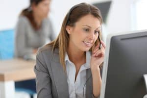 image of a receptionist providing answering services for event planners